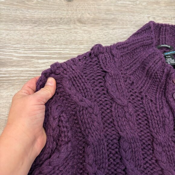 Club Monaco Puple Cable Knity Hand Knit Wool Sweater sz XL NEW - Picture 7 of 11
